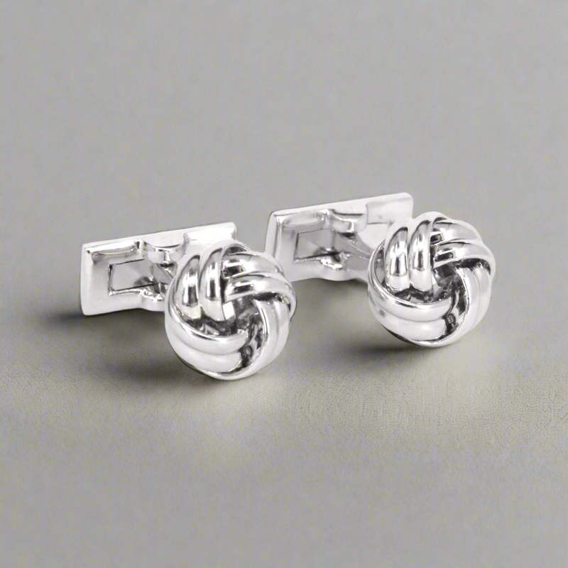 2 Wires Silk Knot in  Silver  brass cufflinks (Online Exclusive)