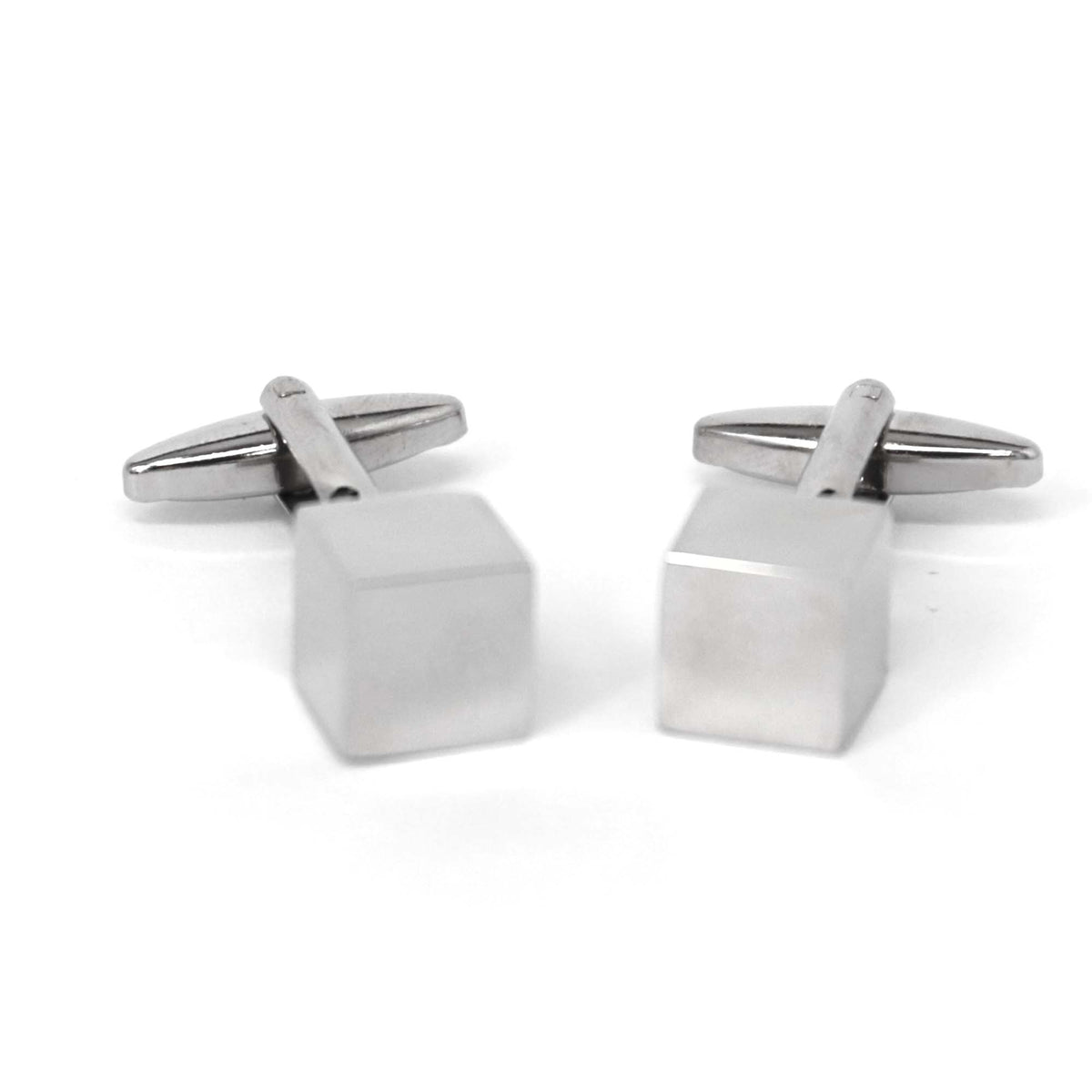 Silver square cube Cufflink