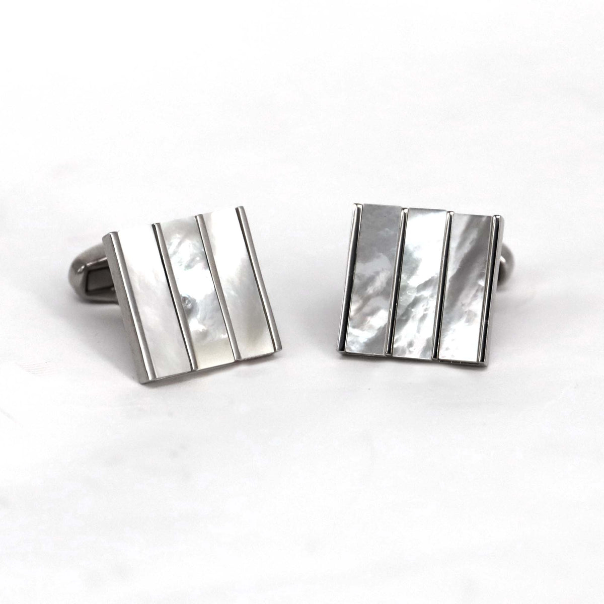 Square MOP Cufflinks vertical Stripe