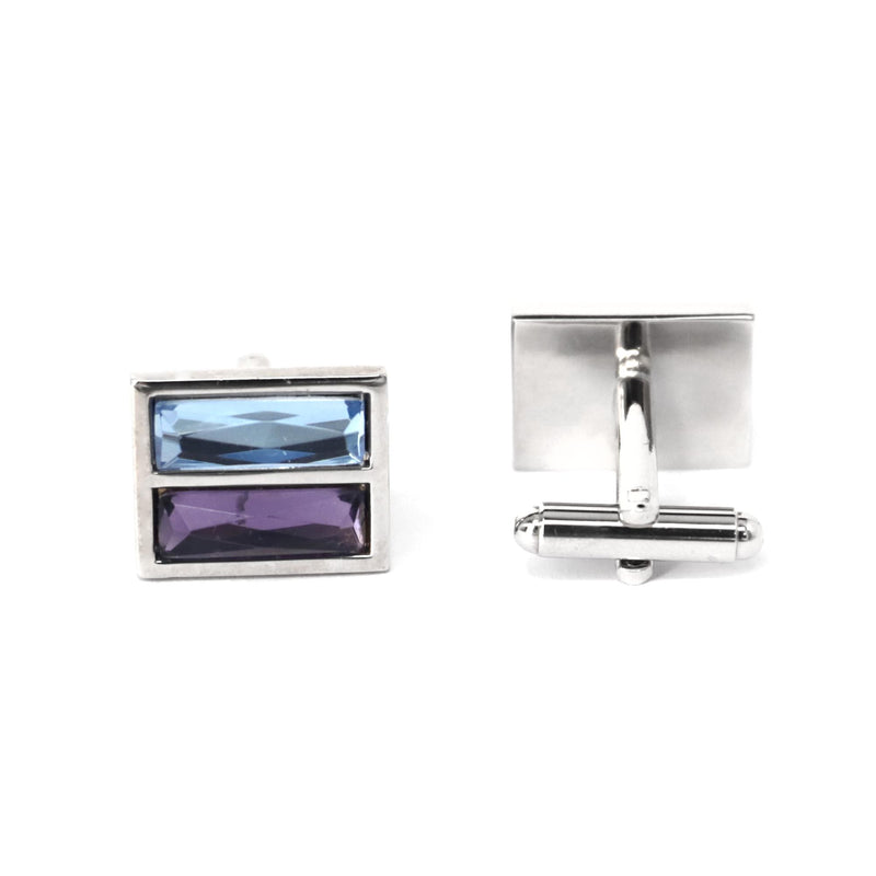 Rectangular Blue and Purple Fiber Glass Cufflinks (Online Exclusive)