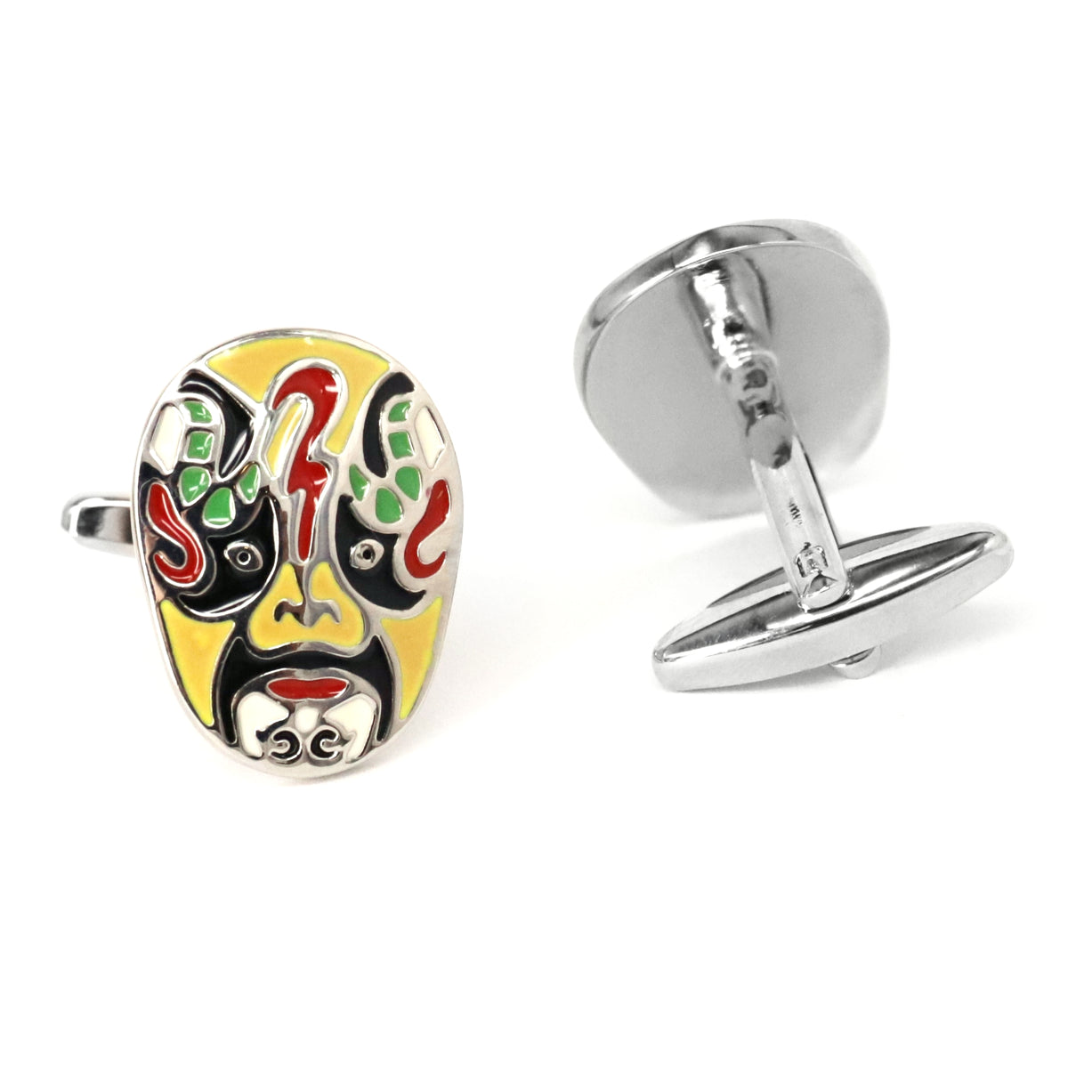 Jing Mask or Chinese Opera mask  Yellow Cufflinks (Online Exclusive)