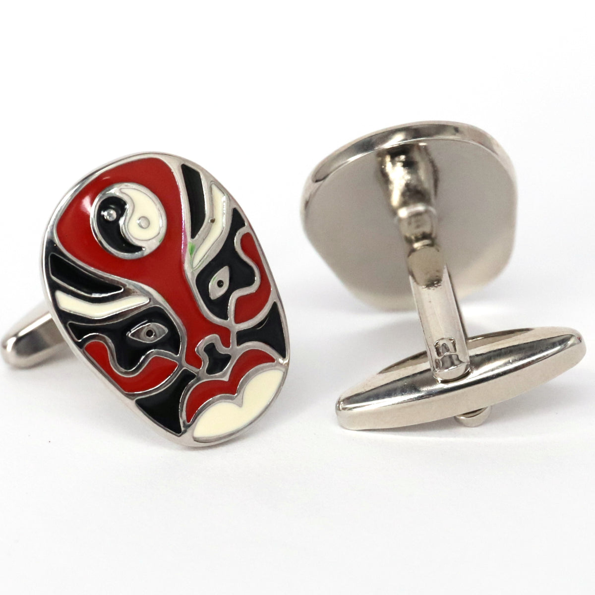 Jing Mask or Chinese Opera mask Black white Cufflinks (Online Exclusive)