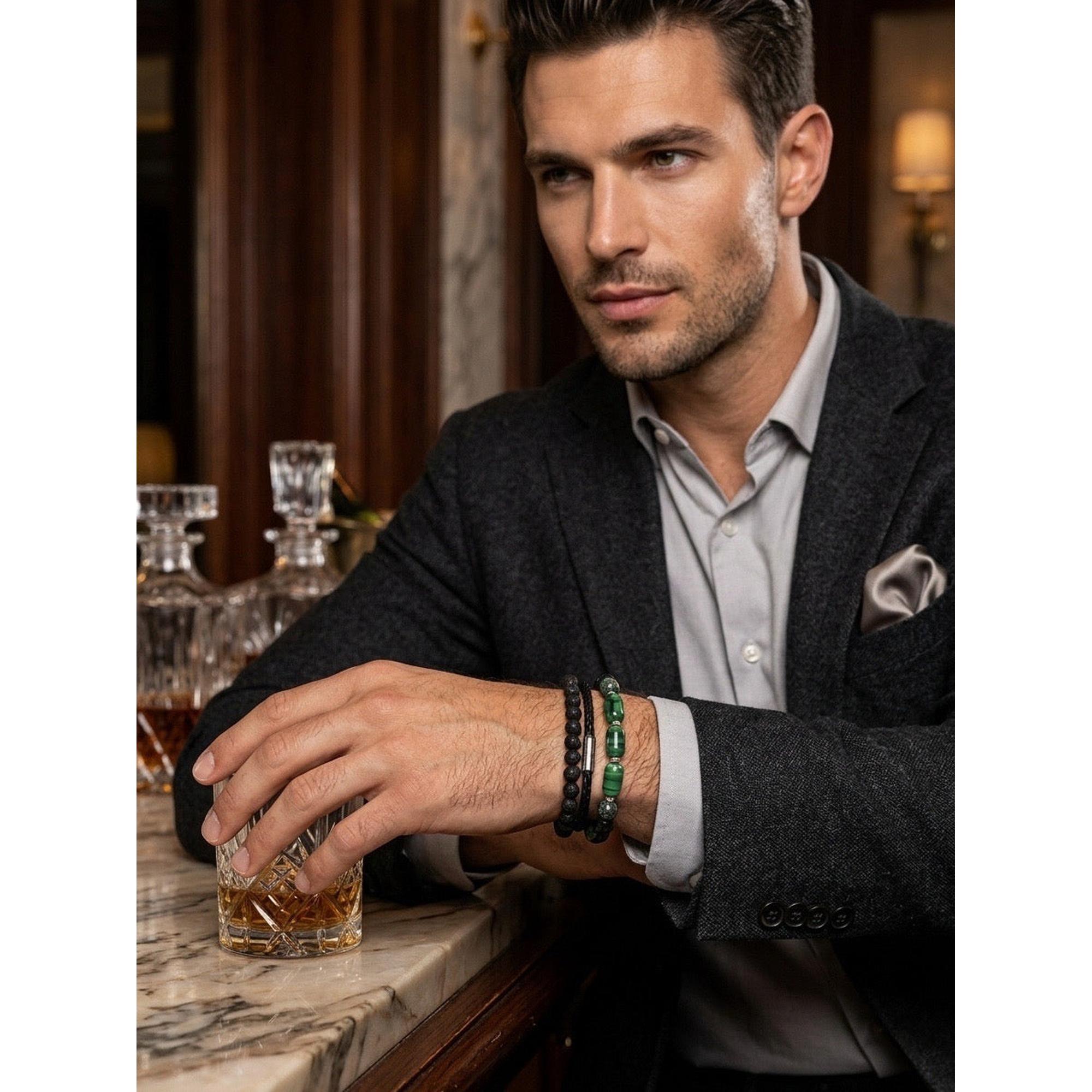 Orobianco Green Stone Beaded Bracelet