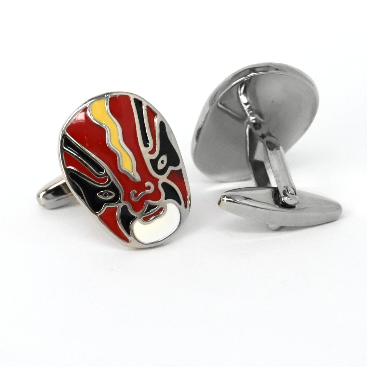 Jing Mask or Chinese Opera mask Black Yellow Cufflinks (Online Exclusive)