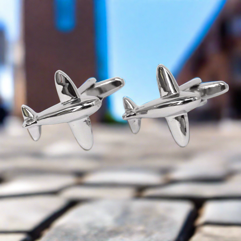 MarZthomson Aeroplane/Airplane Cufflinks in Silver (Online Exclusive)