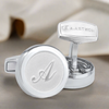 Aurum Monogram Etched Silver Cufflinks with Clip-on Button Covers