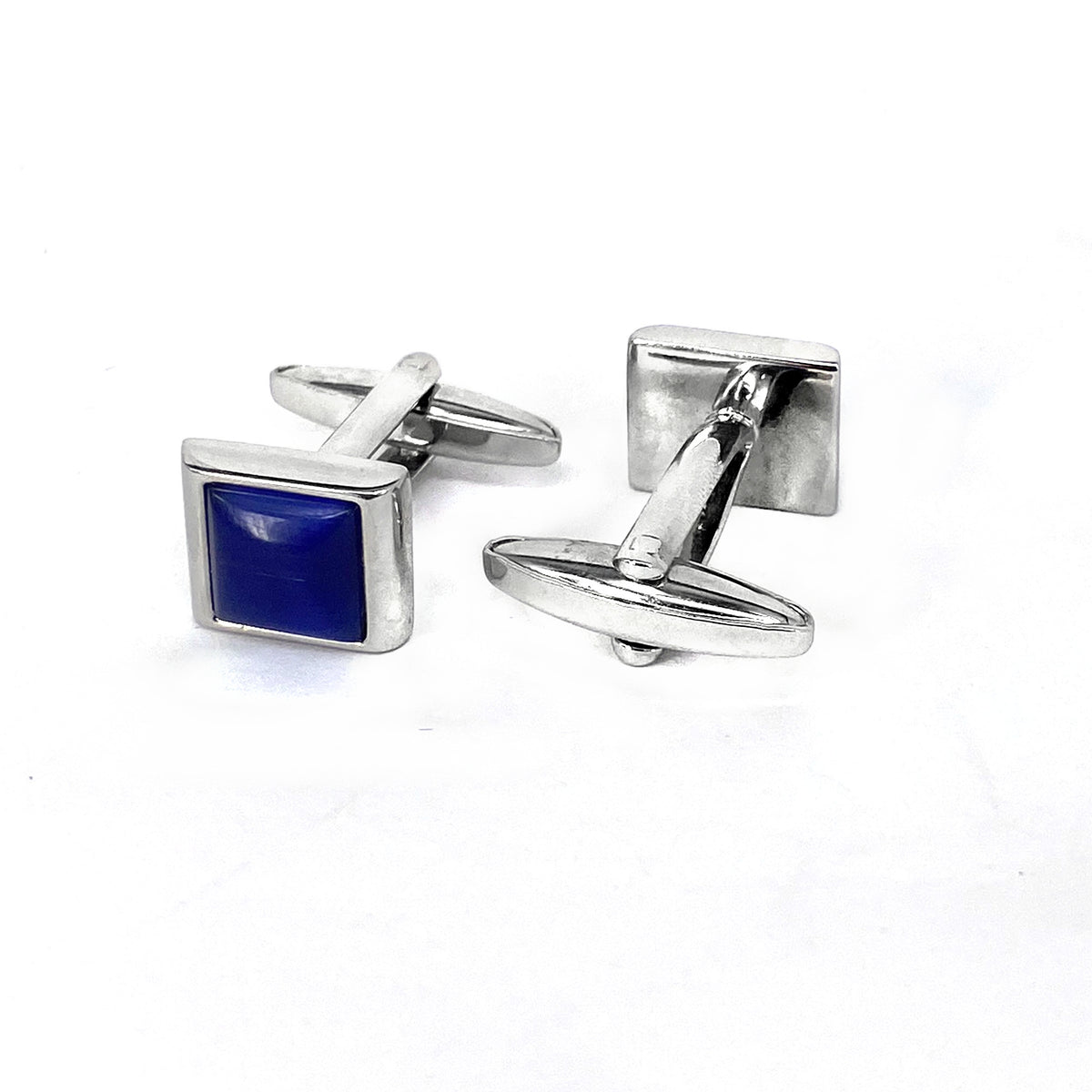 Rectangular Blue Fiber Glass Small Size Cufflinks (Online Exclusive)