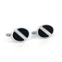 Cufflink Enamel Black and Silver