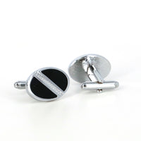 Cufflink Enamel Black and Silver