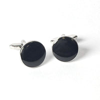 The Noir Series — Men’s Premium Black Enamel & Silver Cufflink Collection