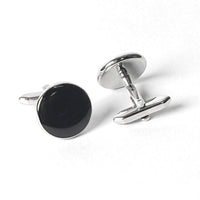 The Noir Series — Men’s Premium Black Enamel & Silver Cufflink Collection