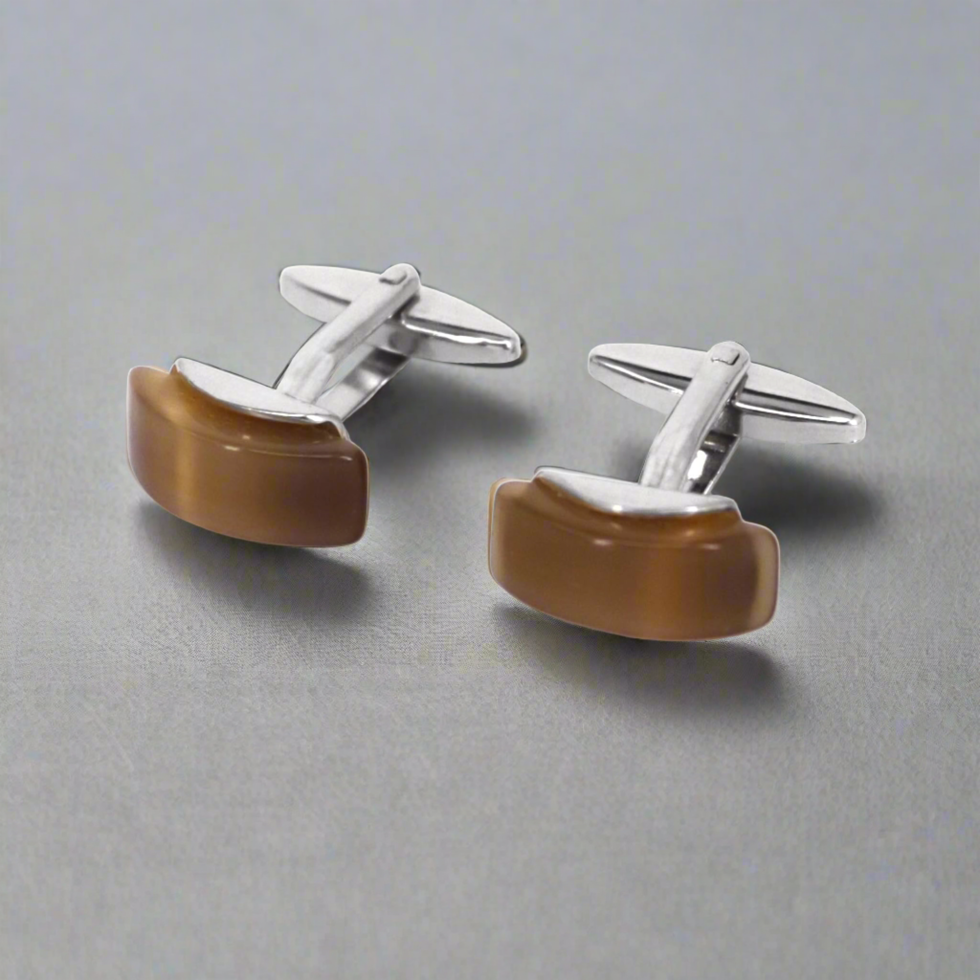 Brown Fiber Glass rectangle Cufflinks (Online Exclusive)