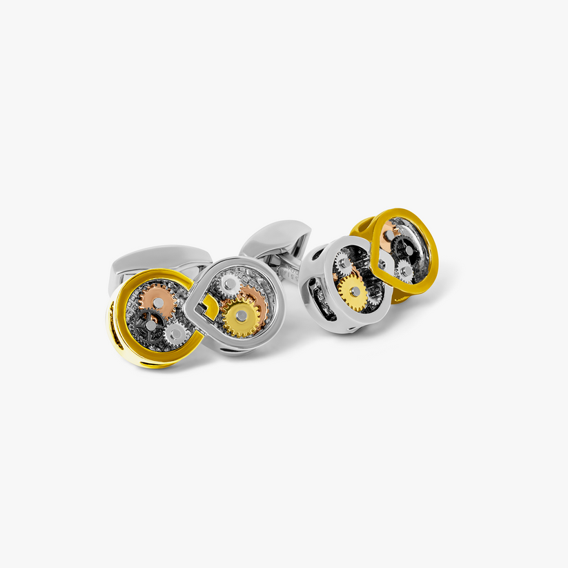 Infinity Gear Cufflinks Palladium Plated with Multicolour Gears