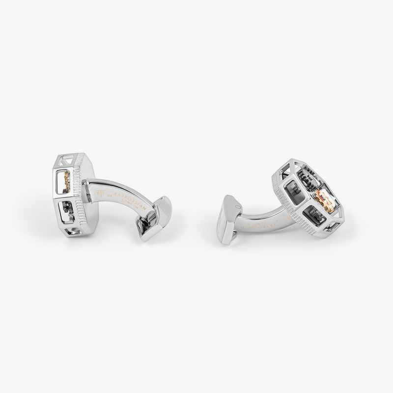 Tateossian Octo Gear Cufflinks Palladium