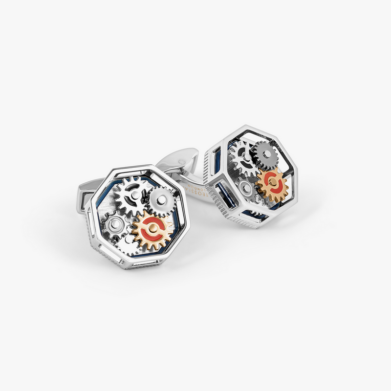 Tateossian Octo Gear Cufflinks Palladium