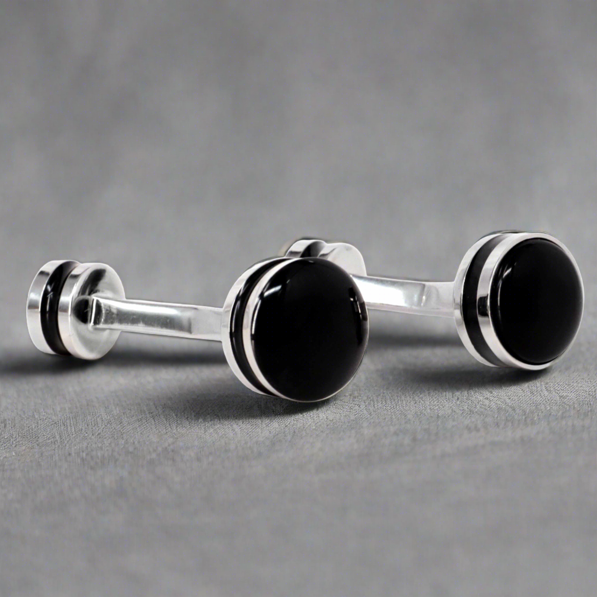 Double drum black enamel Cufflinks (Online Exclusive)