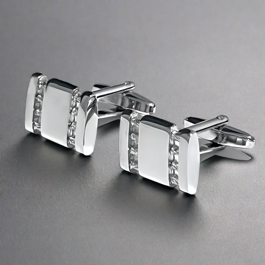 Orobianco L'unique Classic Rectangle Silver Cufflinks with Detailing