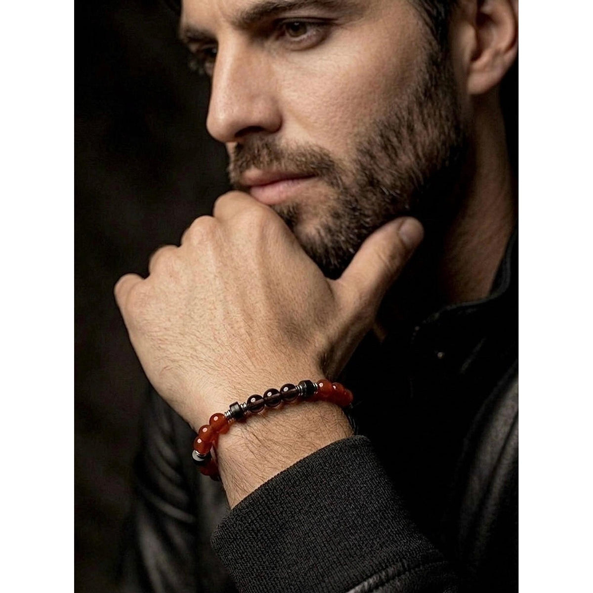 Orobianco Red Carnelian & Smoky Quartz Bracelet