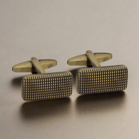 Gold Rectangle Grid Cufflink (Online Exclusive)