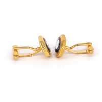 Black Bezel Cufflinks in Gold with Crystal Details (Online Exclusive)