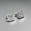 Grey White Bronze Plated Quattro Gear Cufflinks