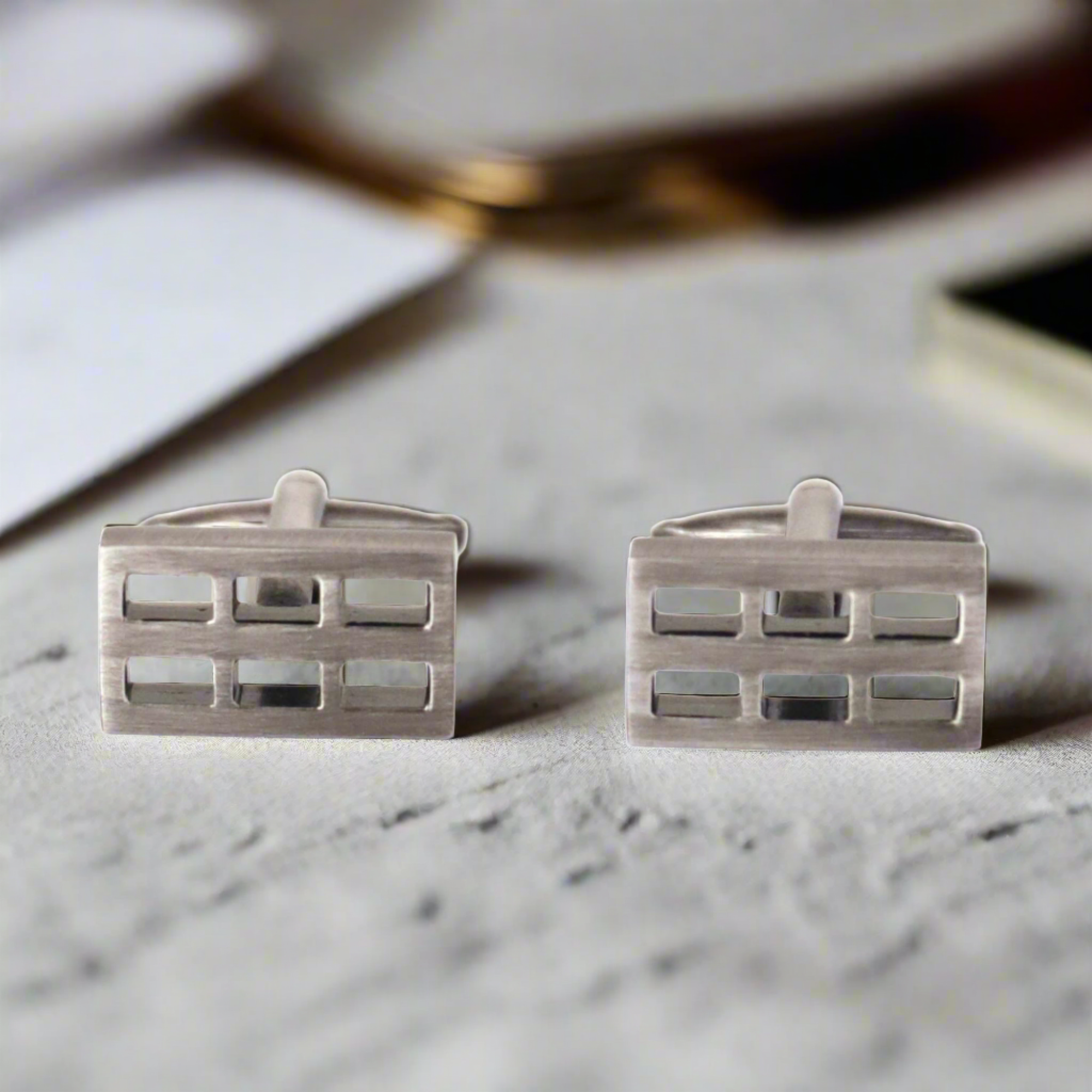 Gunmetal Window Grill Cufflinks (Online Exclusive)