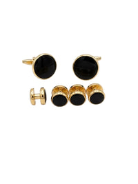 Men's Tuxedo Cufflinks and Studs - Black Onyx and Gold cufflinks