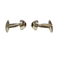 Classic Silver Domed Cufflinks with Bronze Crystal (Online Exclusive)