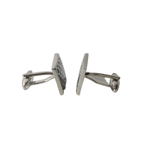 银色绿松石珐琅裂纹设计袖扣