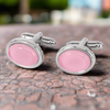 Oval Piggy Pink Fibre Optic Glass Cufflinks (Online Exclusive)