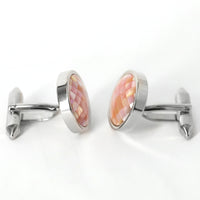 Round Pink Mother of Pearl Tiles Cufflinks (Online Exclusive)
