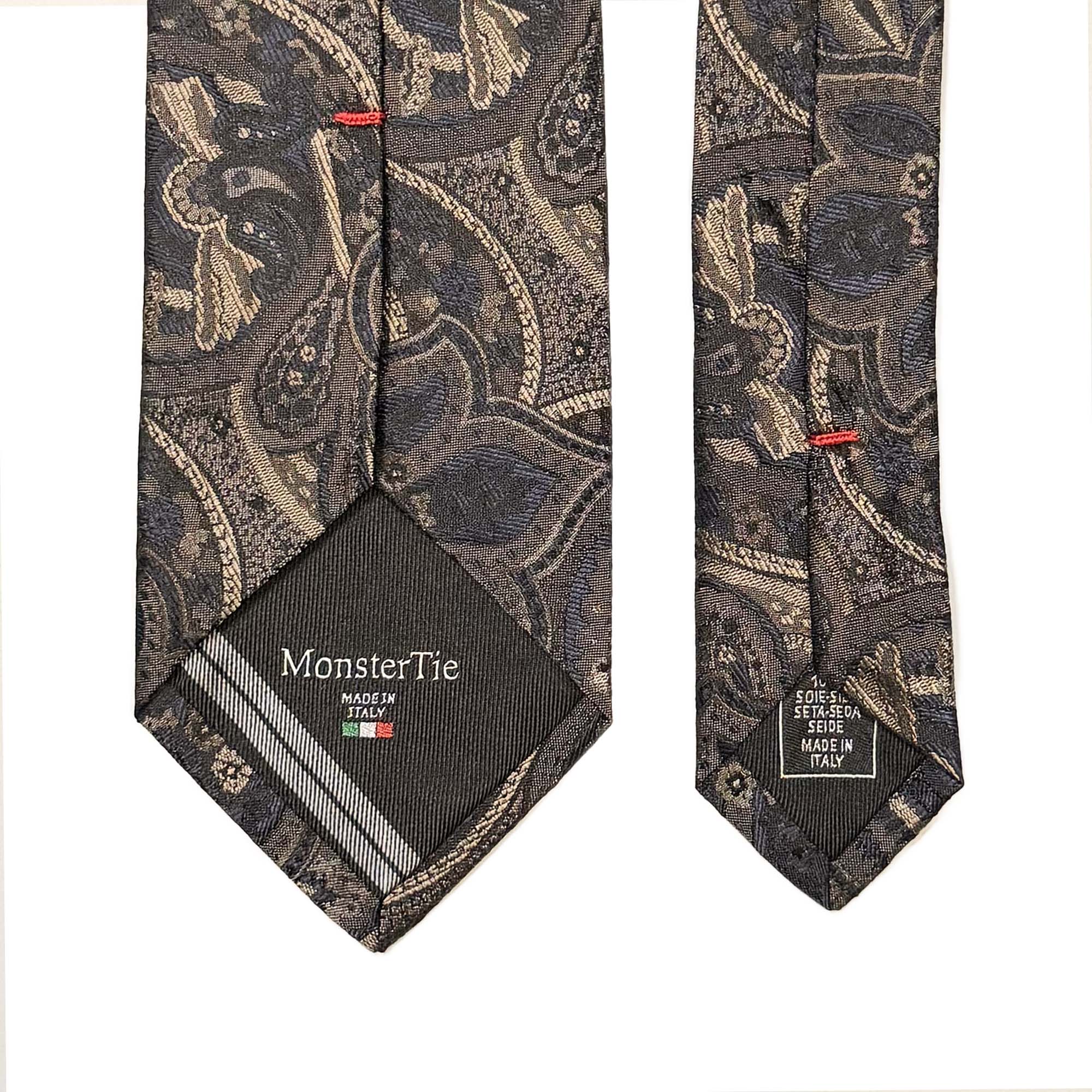 MonsterTie Navy Brown Big Paisley