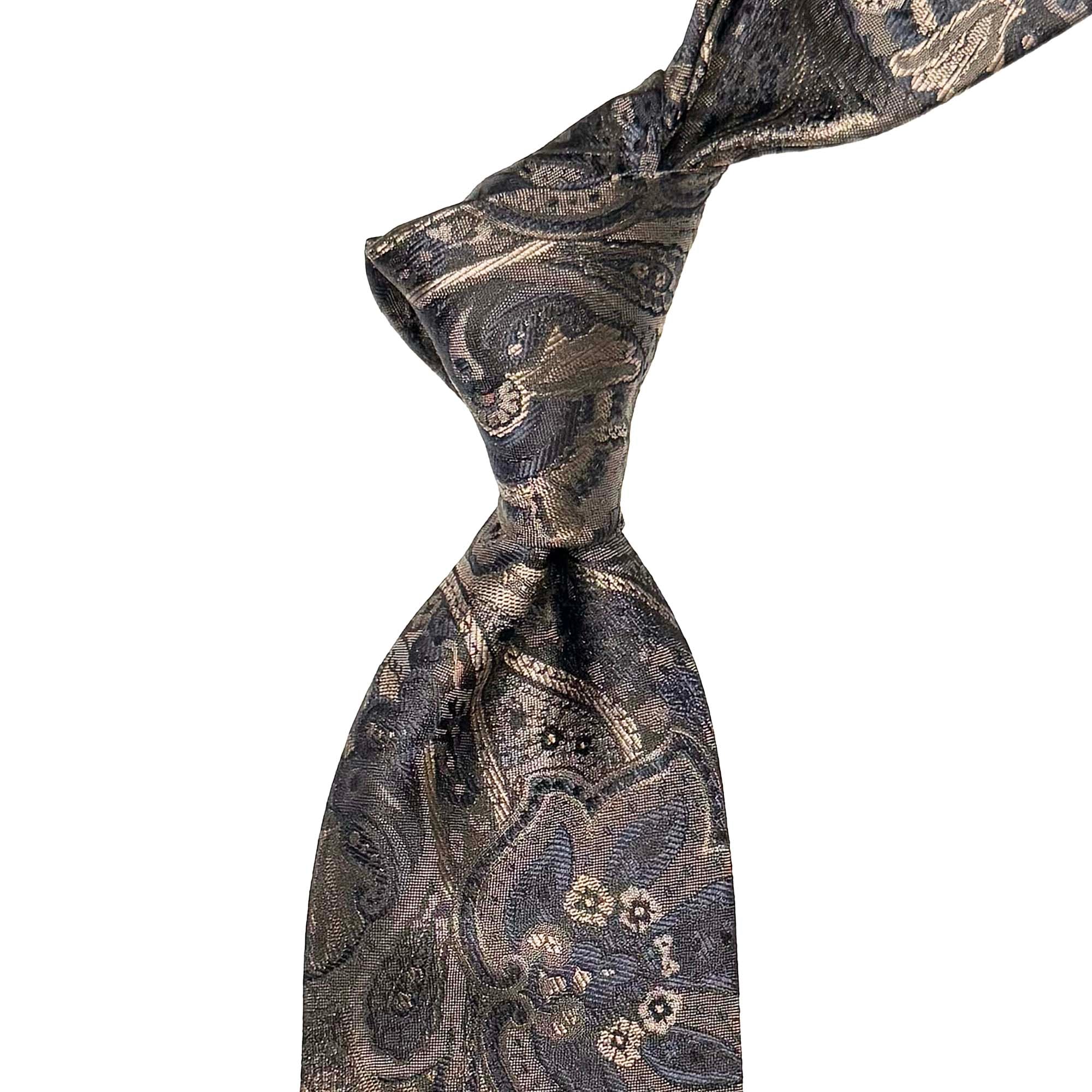 MonsterTie Navy Brown Big Paisley