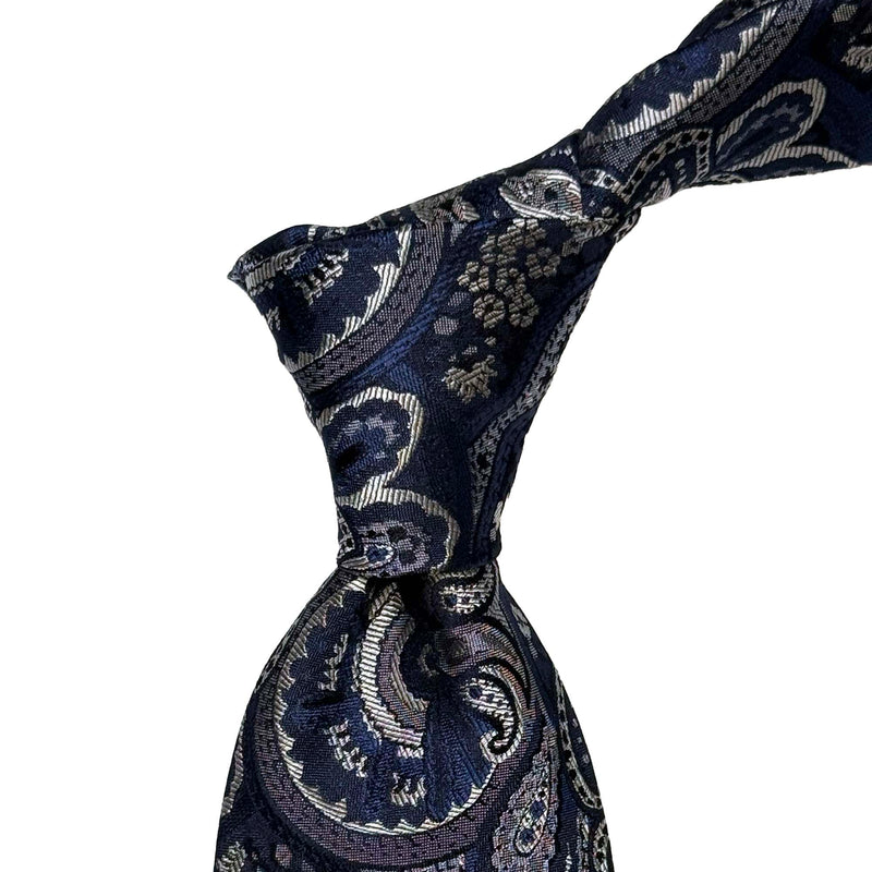 MonsterTie Navy White Big Paisley