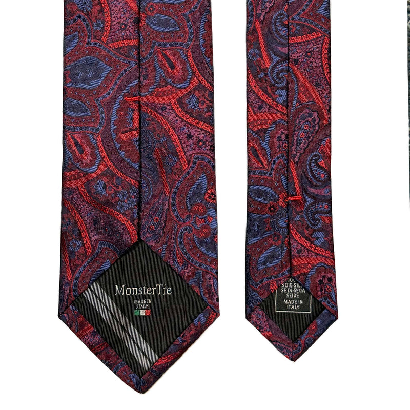 MonsterTie Navy Red Big Paisley