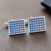 MarZthomson Blue Tiled Crystals Rectangle Cufflinks  (Online Exclusive)