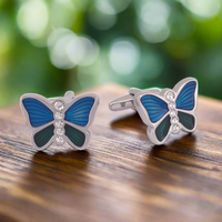 MarZthomson Butterfly Cufflinks in Blue (Online Exclusive)