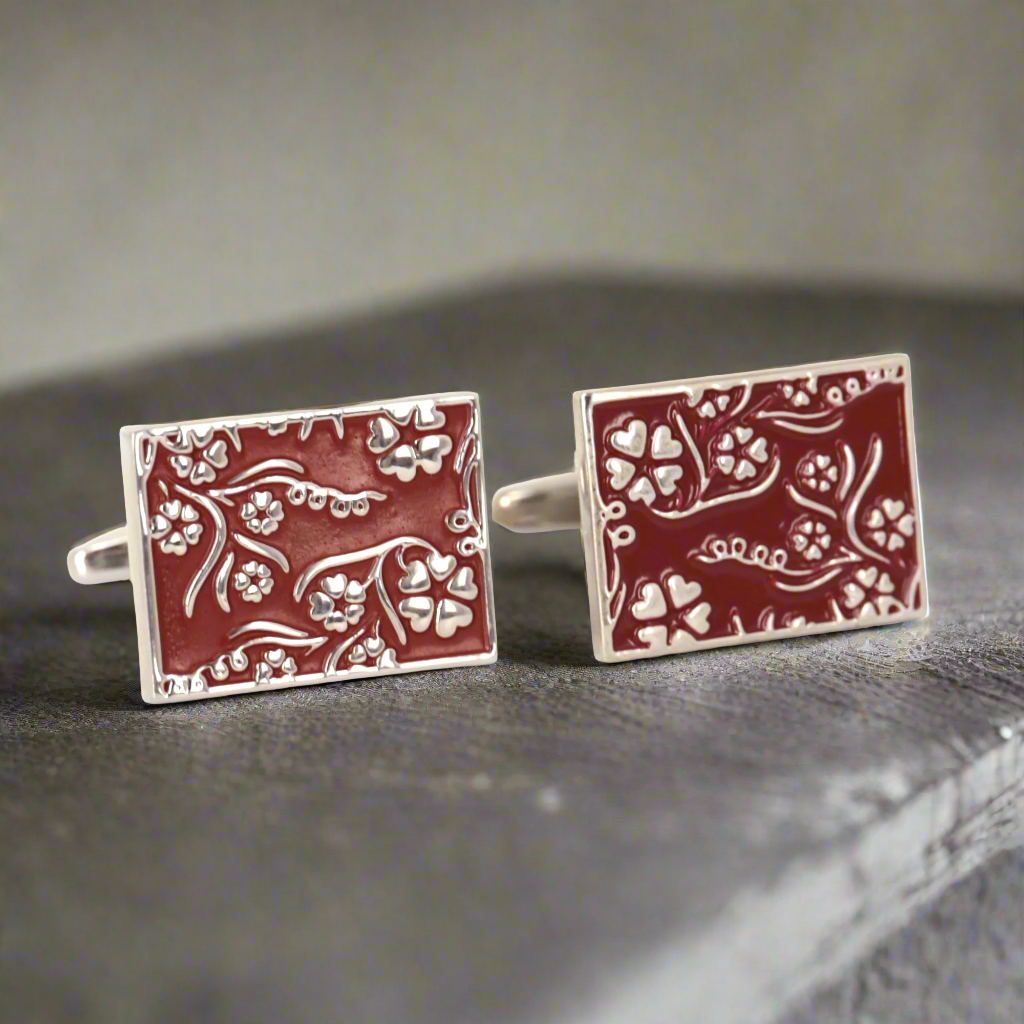 MarzthomsonRectangle Florist Design - Maroon cufflinks (Online Exclusive)