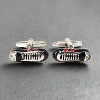 MarzThomson Black Football Shoes Cufflinks (Online Exclusive)