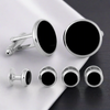 Men's Tuxedo Cufflinks and Studs - Black Onyx with Silver (Online Exclusive)