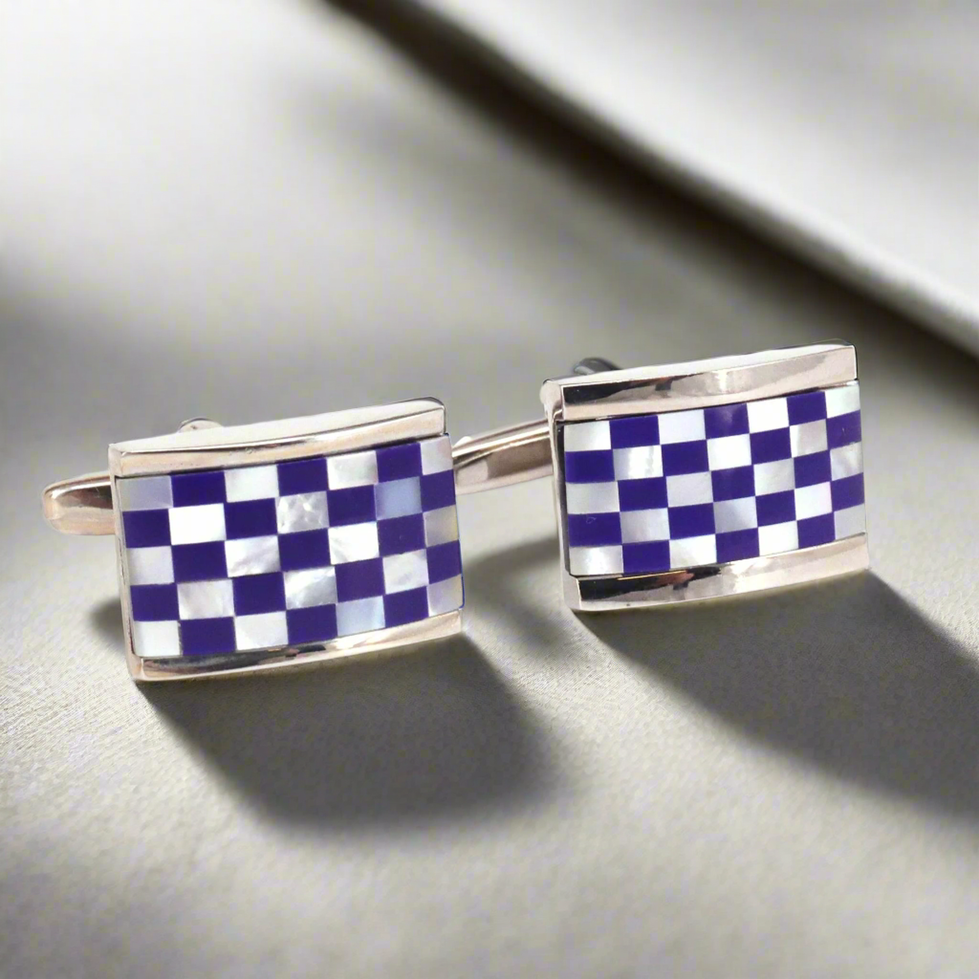 Mosaic Square MOP Cufflinks Purple Blue classic(Online Exclusive)