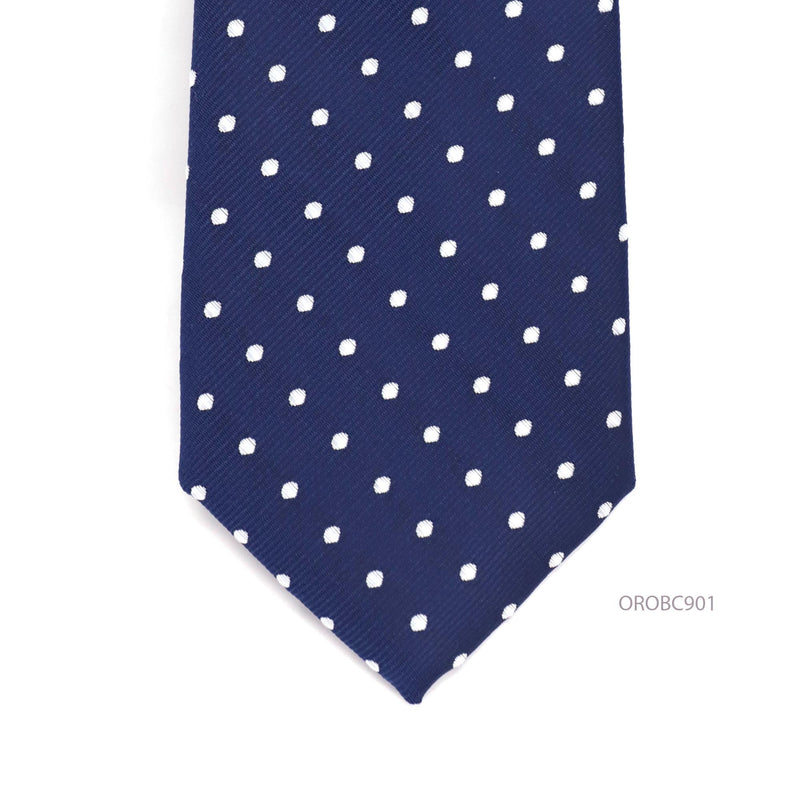 Navy Blue Necktie with White Dots
