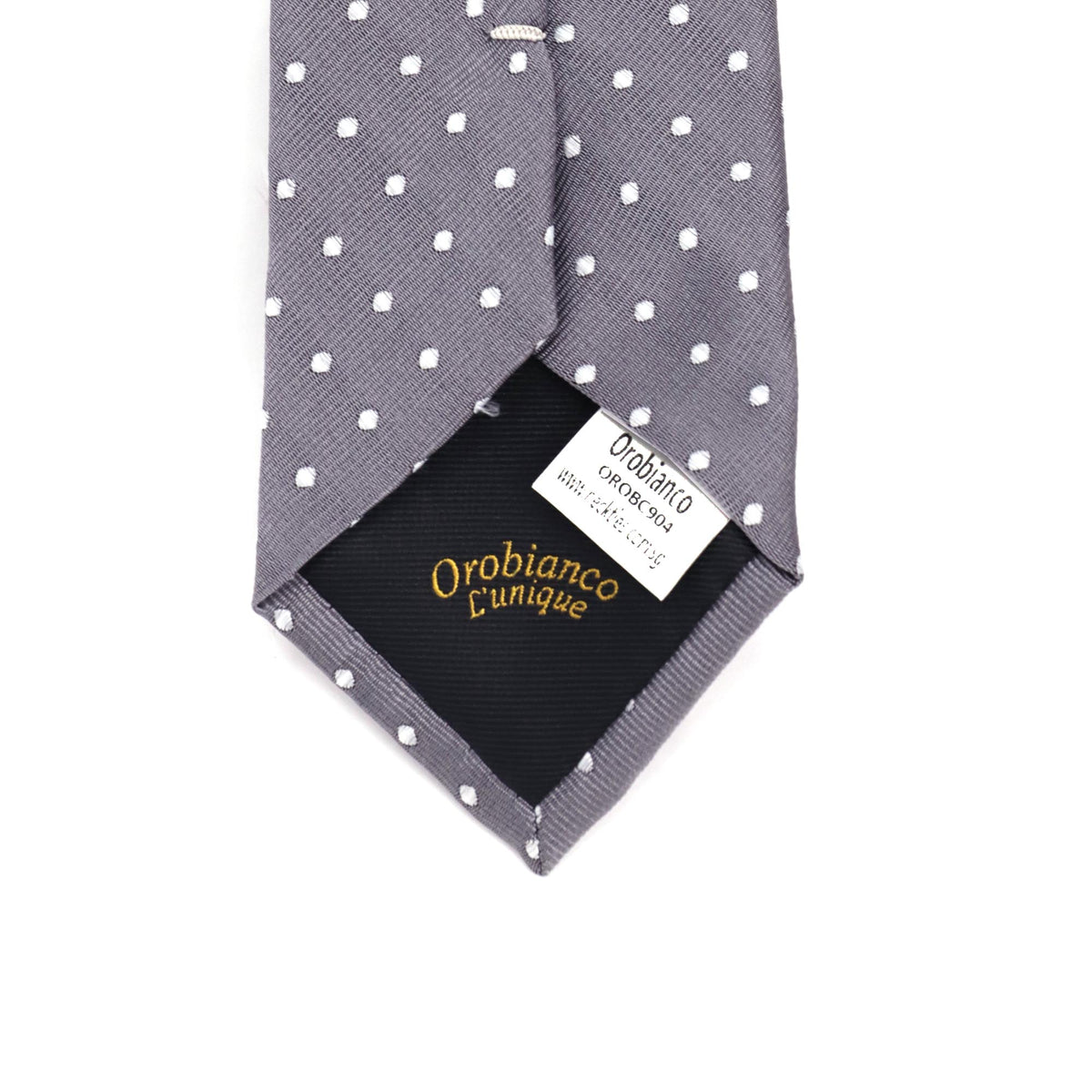 Grey Necktie with White Dots