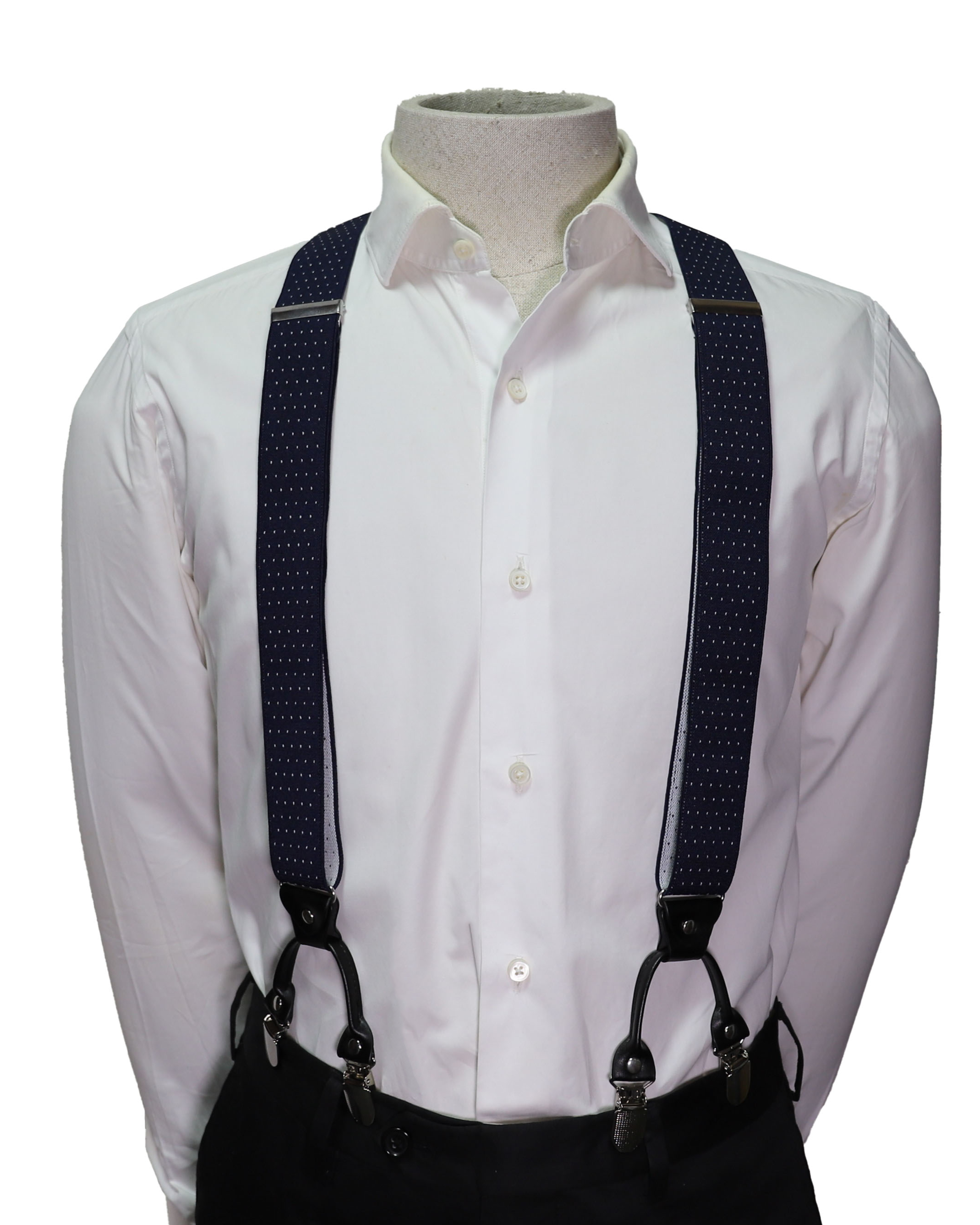 Orobianco Suspender NAVY with White dot Clip Front