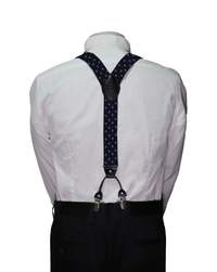 Orobianco Suspender Navy with Blue Dot Clip Front