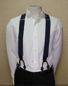 Orobianco Suspender Navy with Blue Dot Clip Front