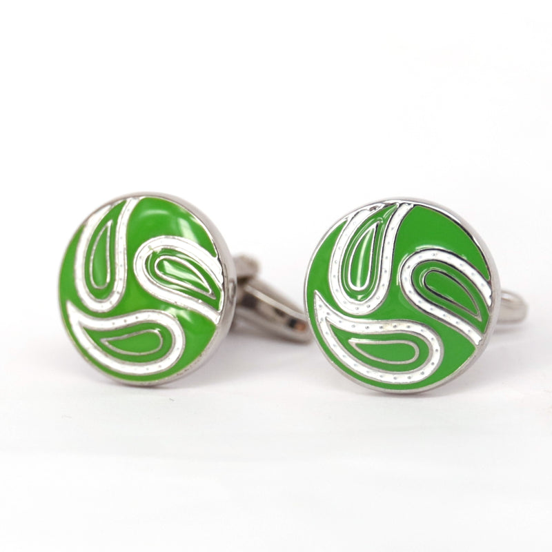 Green Round paisley Cufflinks