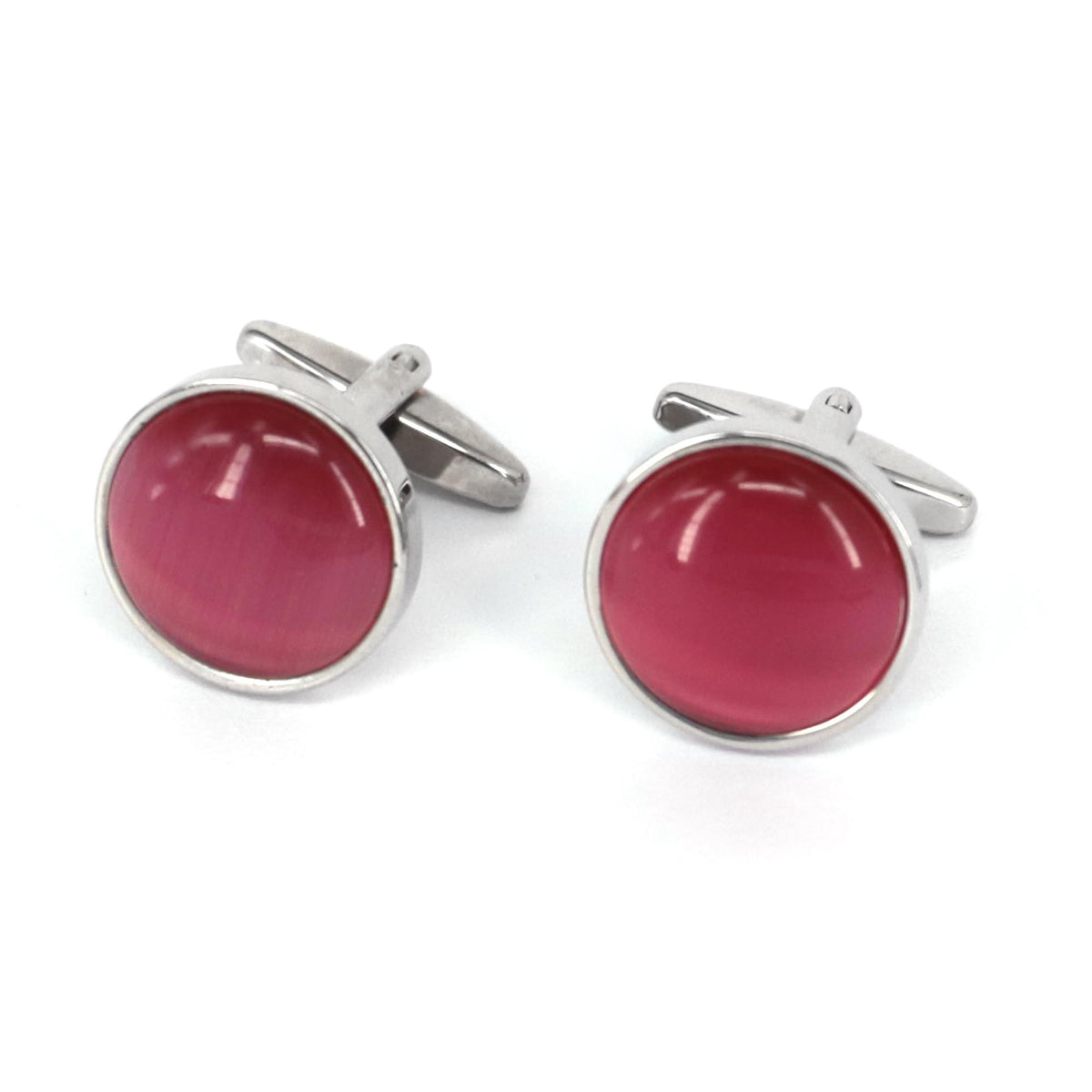 Pink Fibre Round Optic Glass Cufflinks (Online Exclusive)