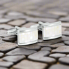 Rectangle White Mosaic Tile Cufflinks (Online Exclusive)