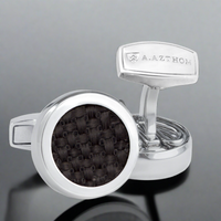 Round Carbon Fibre Cufflinks with Clip-On Button Covers
